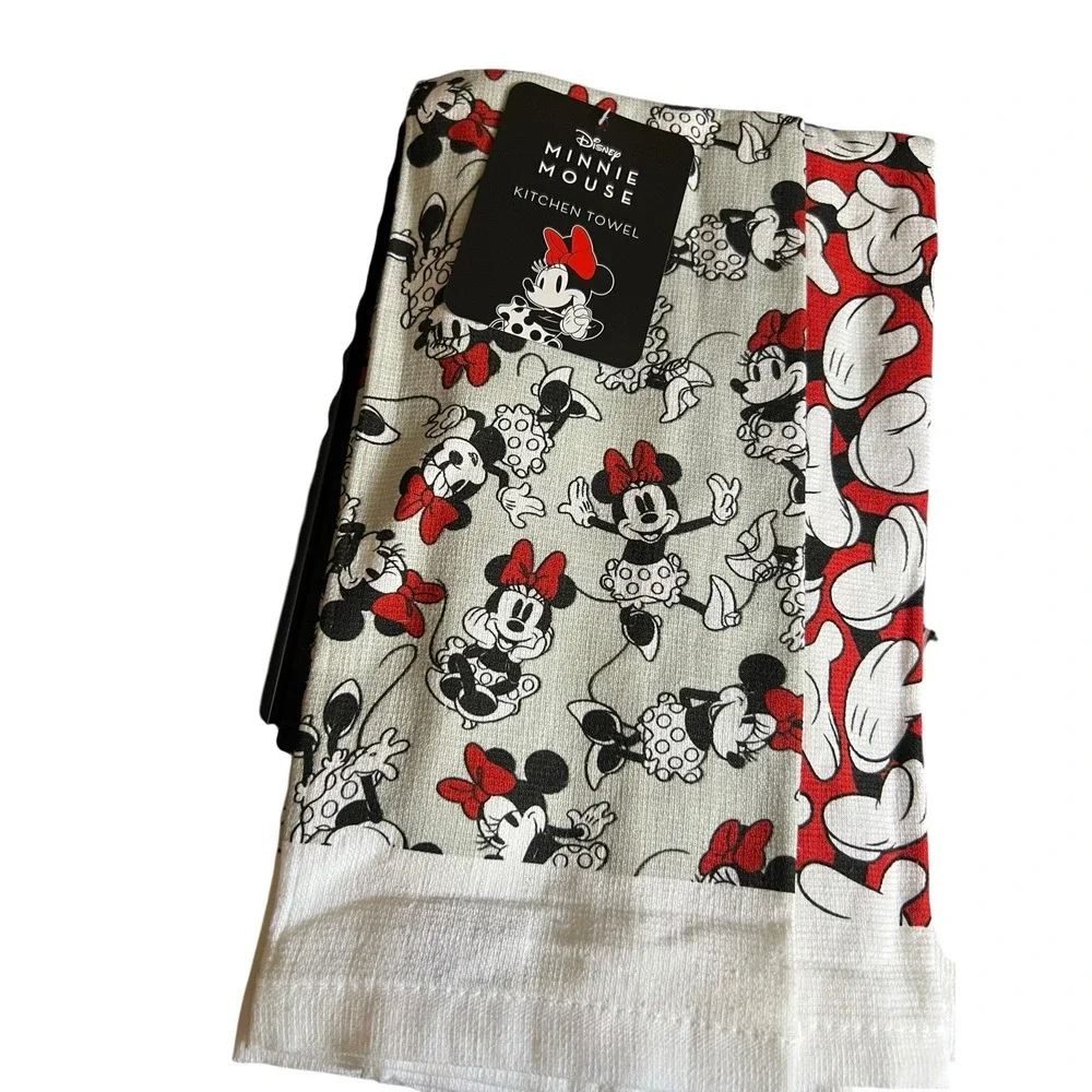 Disney‎ Mickey & Minnie Mouse Oven Mitt & 3 Kitchen Towel - True Love Red Black